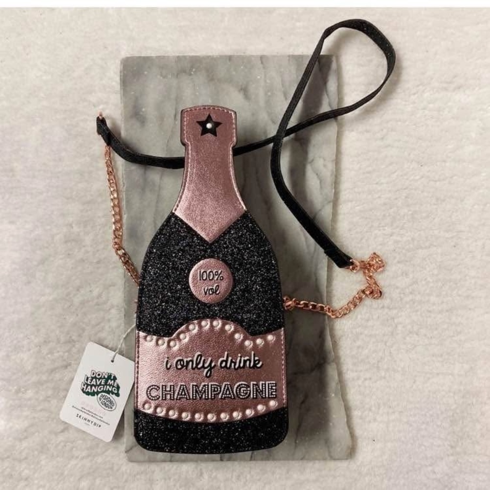 Skinny Dip I only drink Champagne Crossbody Bag Glitter New New Year’s eve